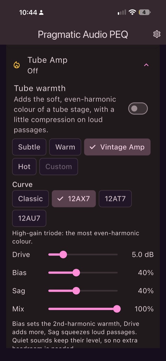 Tube Amp controls
