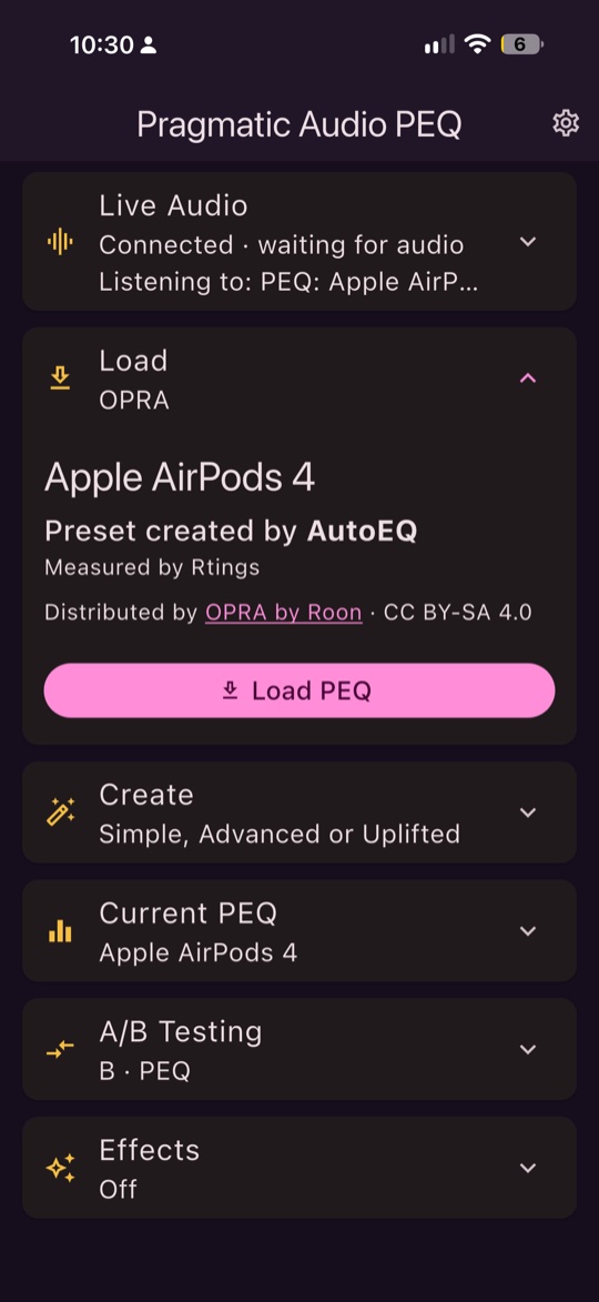 An OPRA preset by AutoEQ, measured by Rtings