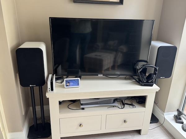 Front room setup with grills on