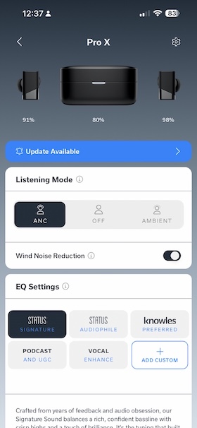 App homescreen for Status X