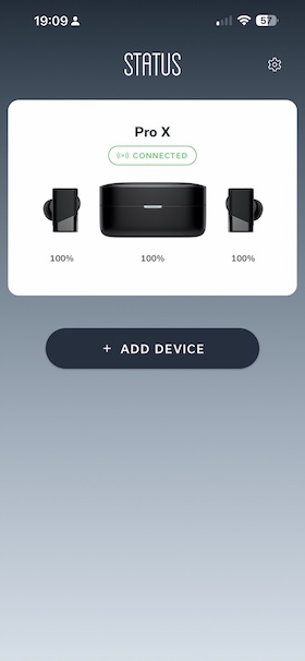 App homescreen showing Status X