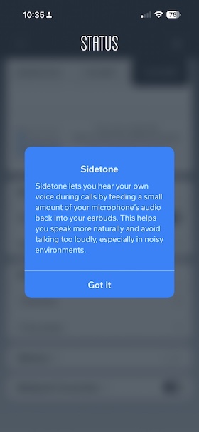 App sidetone switch - nice feature