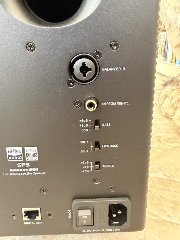 left speaker back with analog EQ bass configuration