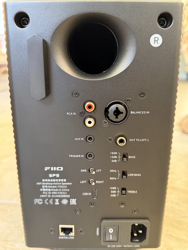 back of right speaker — connections