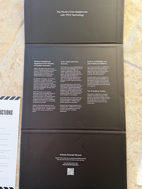 technical information inside the box lid