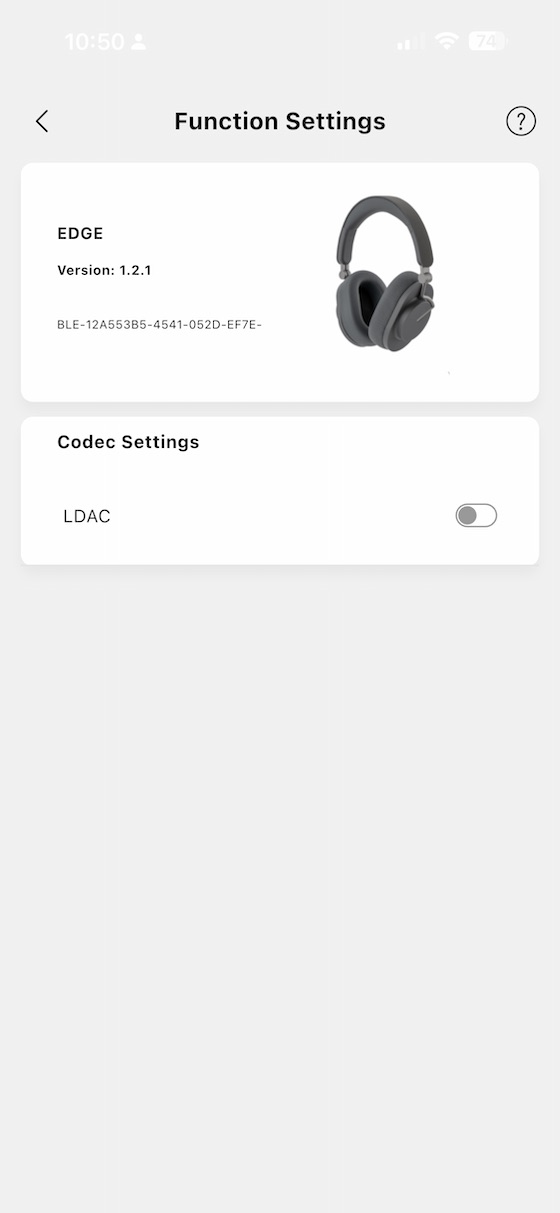 app codec selection screen