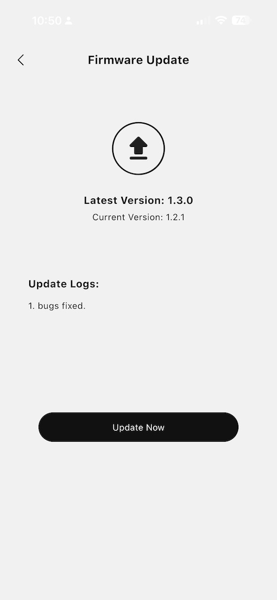 firmware update available screen