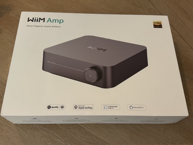 the WiiM Amp retail box
