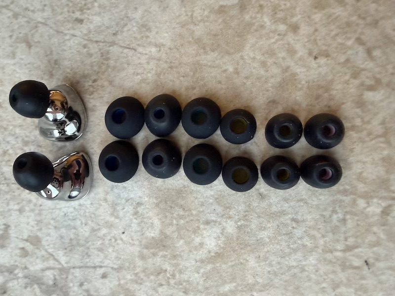 full spread of included eartips