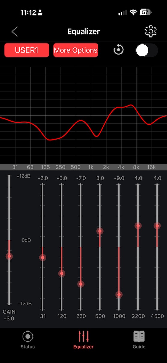 默认 EQ 视图——关闭 ANC 时的调音尚可接受