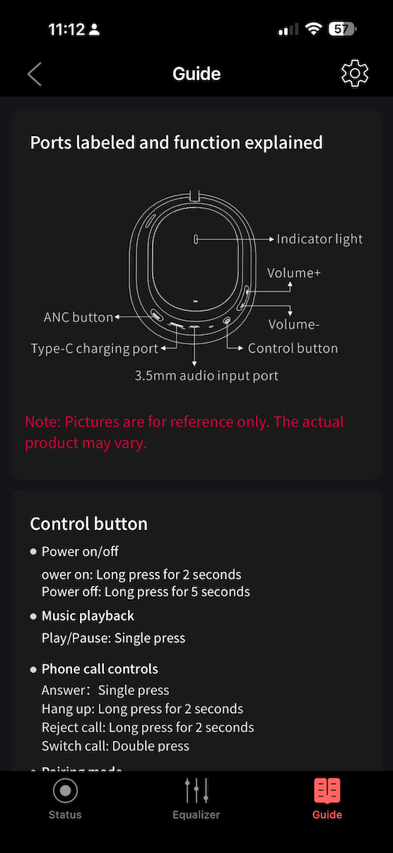 in-app guide to physical controls