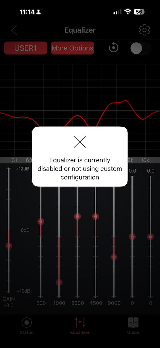 switching on peq flattens the default eq