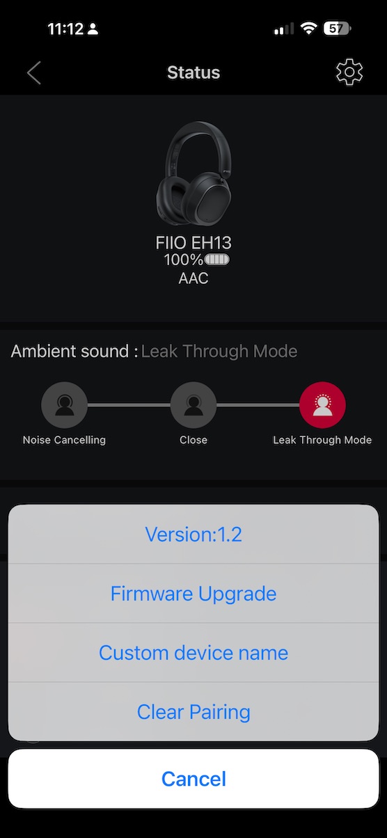 FiiO Control App 中的固件更新弹窗