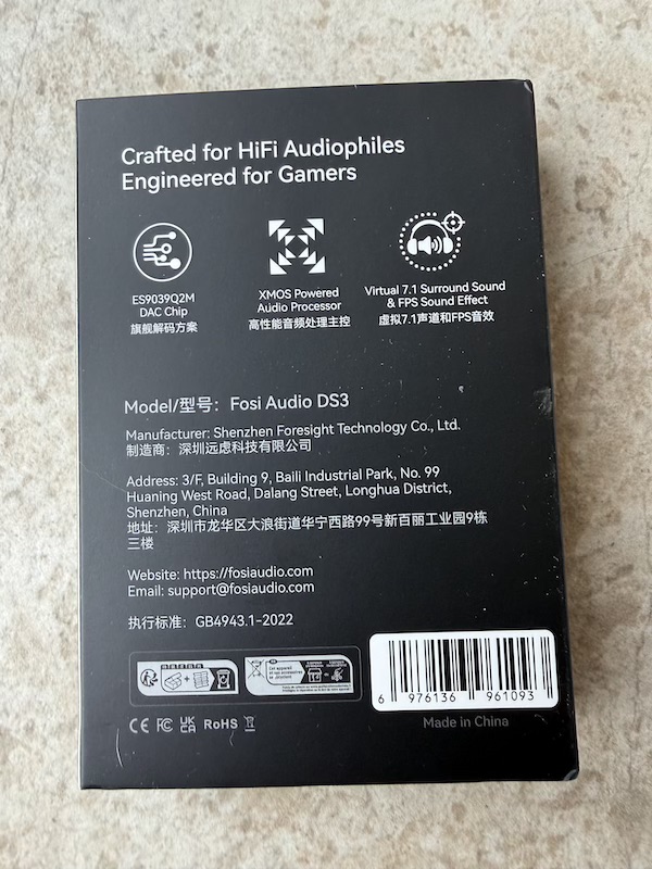 Back of box showing features