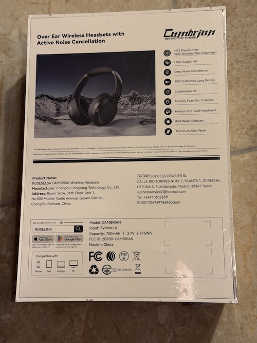 rear of box showing specs