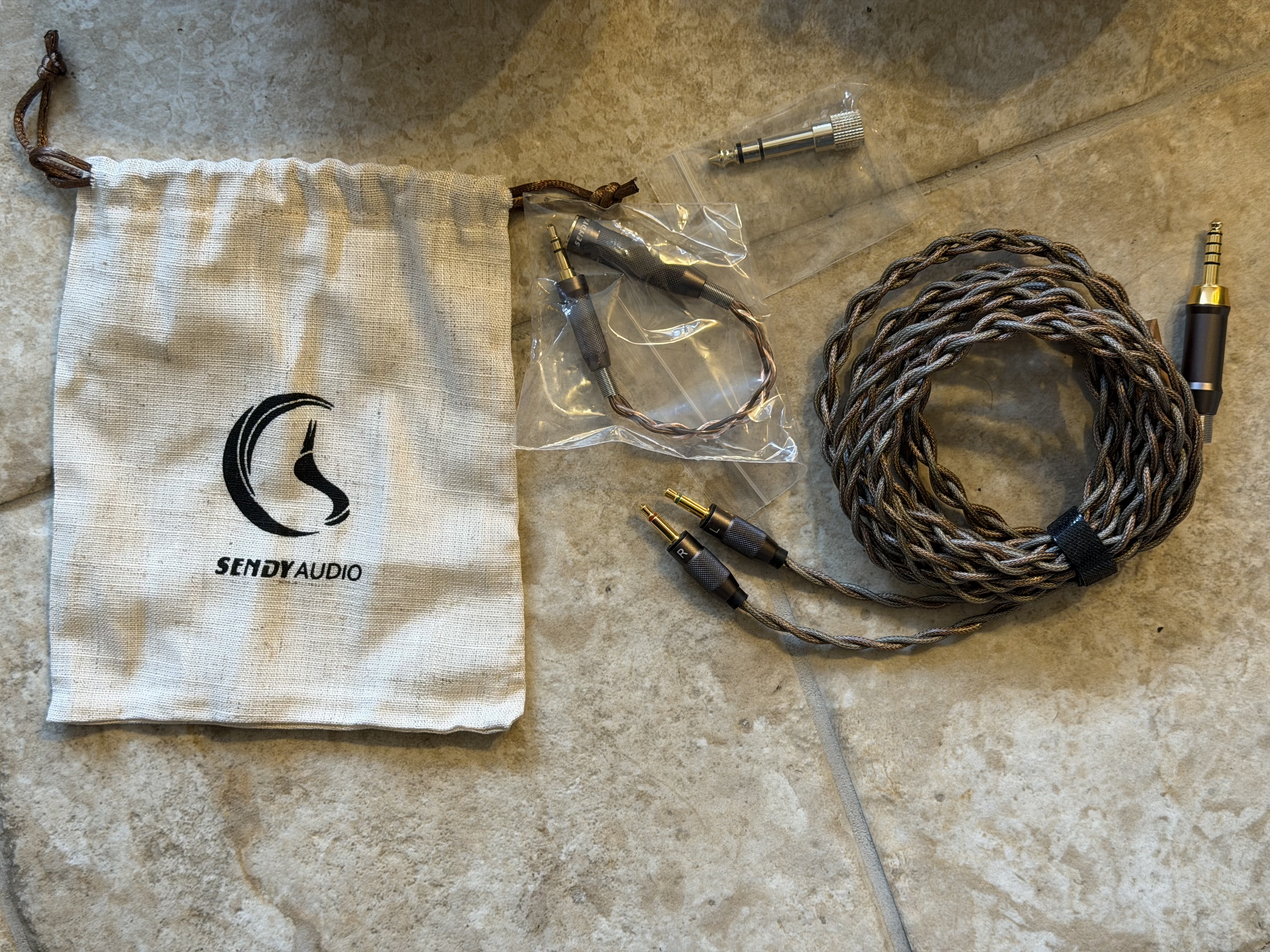cloth bag with cable and adapters