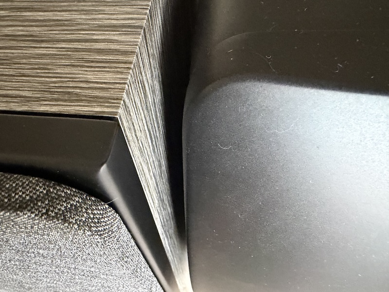 close-up of cabinet corner finish showing build quality