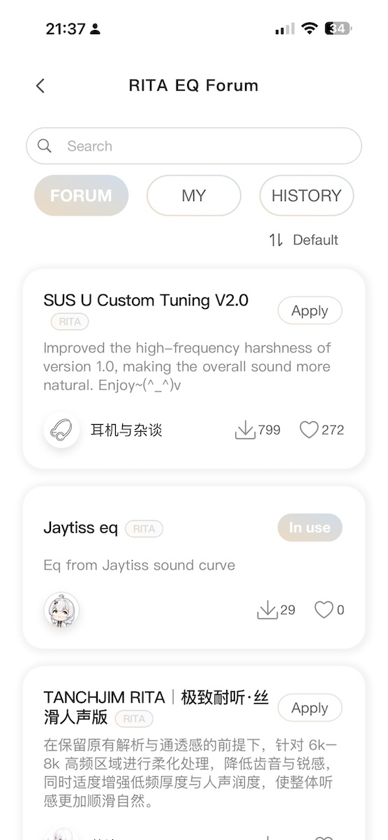 Tanchjim community-shared presets