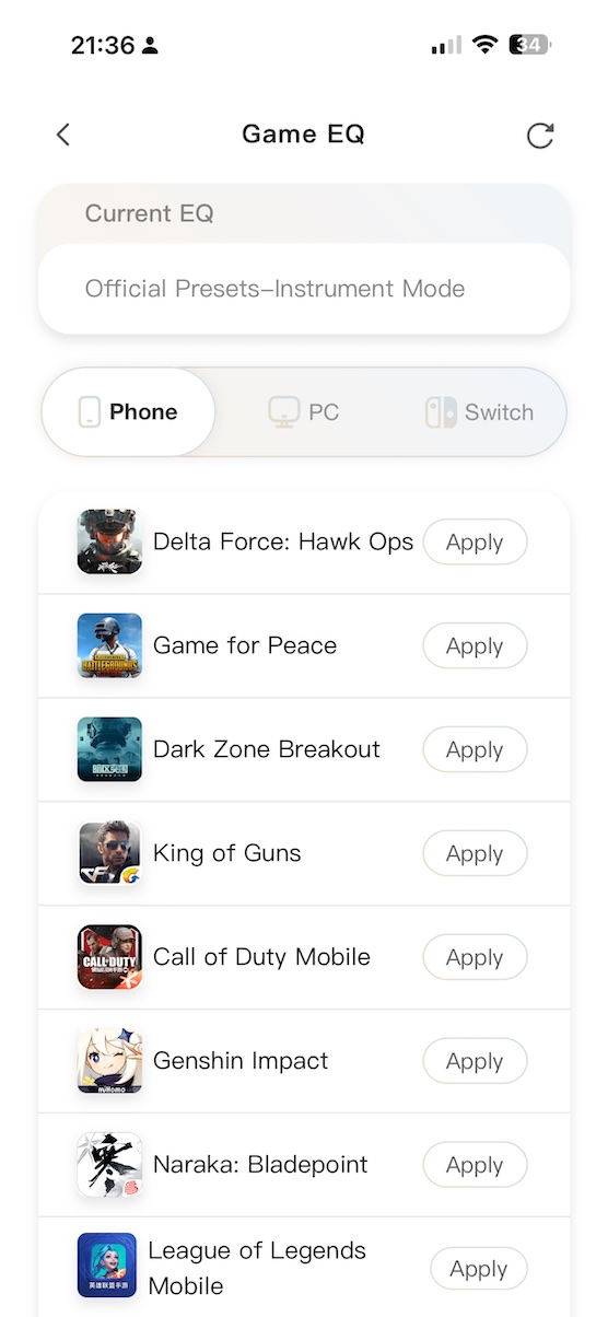 Tanchjim gaming presets