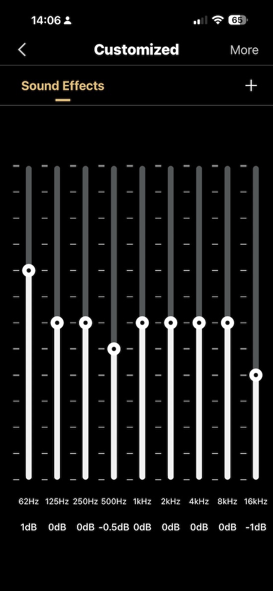 app custom EQ second view with different settings