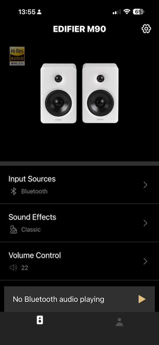 Edifier ConneX app home screen