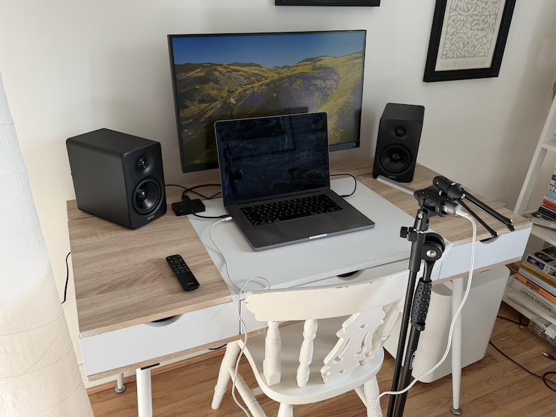M90 in WFH desktop setup with UMIK-1, view 2