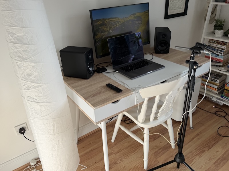 M90 in WFH desktop setup with UMIK-1, view 3