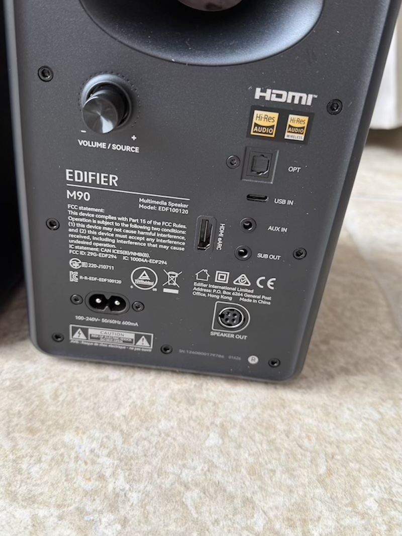 zoomed view of rear connections including HDMI eARC