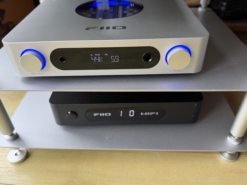 darkside pro alongside the k13 r2r in the fiio rack — note the display between frames