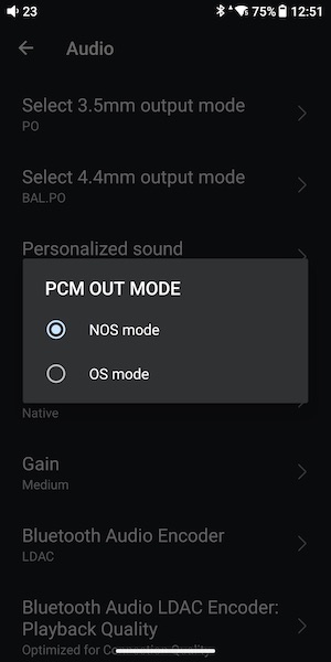 pcm filter — nos or os mode selection
