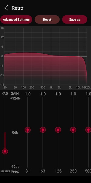 parametric eq with the retro preset applied