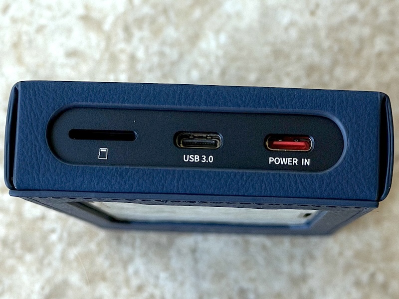 bottom view with case — usb-c ports and microsd remain accessible