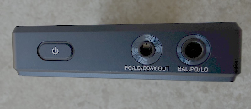 top view — 3.5mm, 4.4mm balanced output and power button