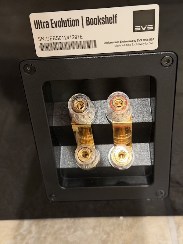 dual gold-plated 5-way binding posts — biwire capable