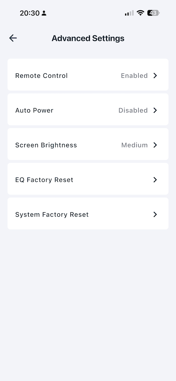 app advanced settings