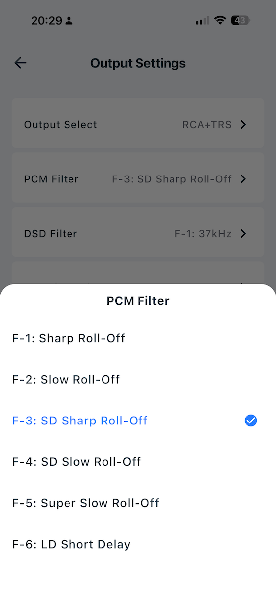 app PCM filter configuration