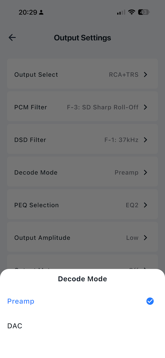 app decode mode screen