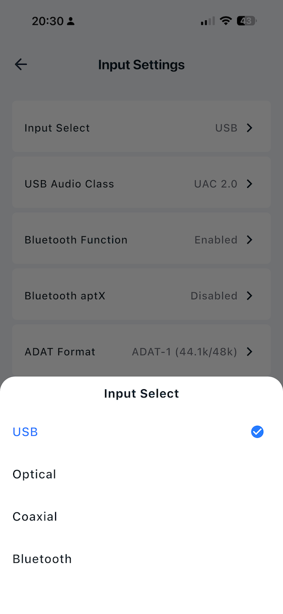 app input selection screen