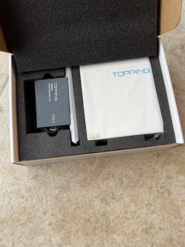 open box showing the E50 II in its packaging