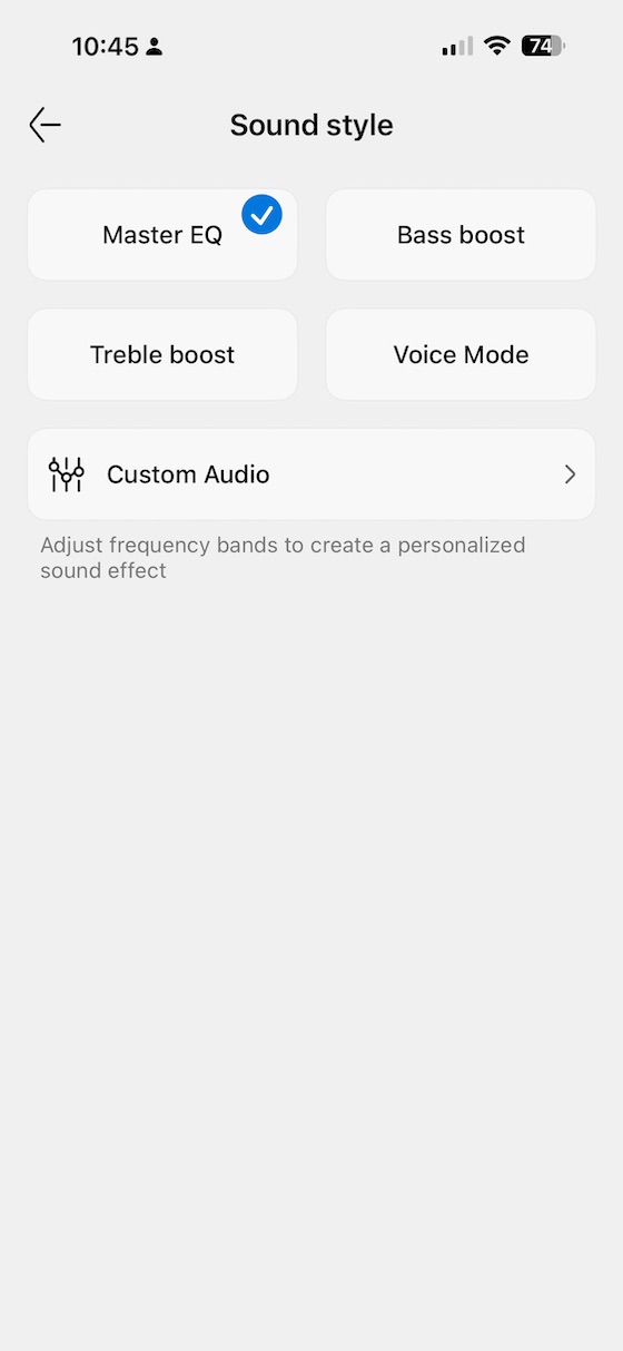 limited eq presets — four options including bass boost