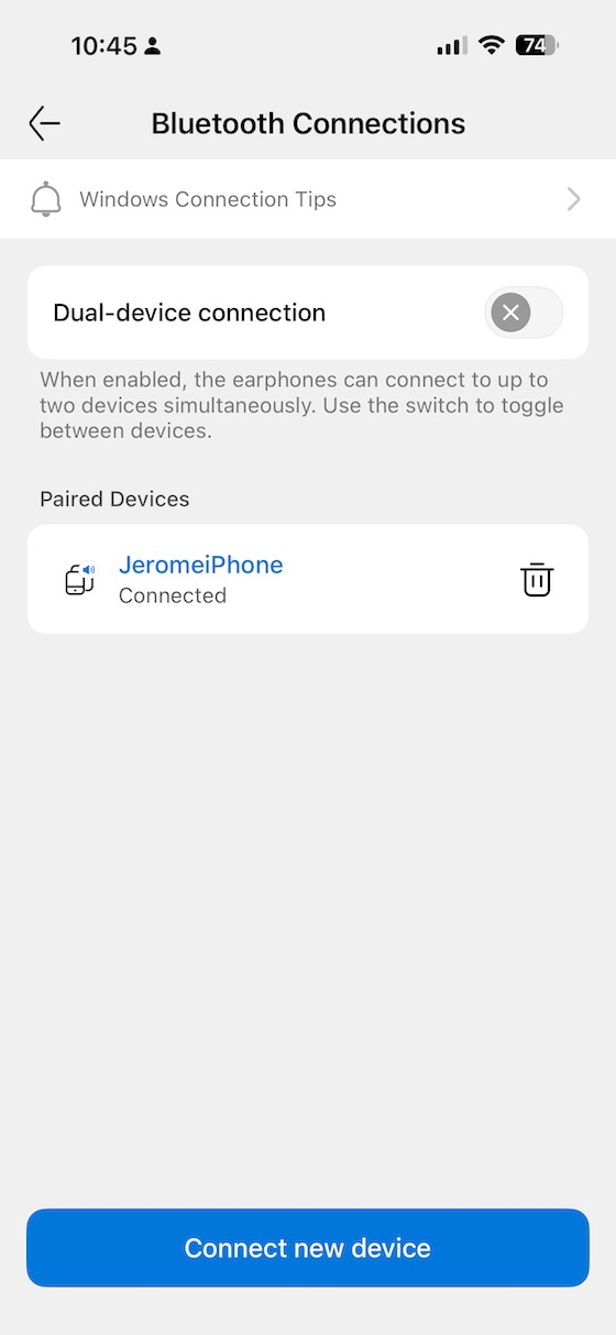 dual connection settings — connect to two devices simultaneously