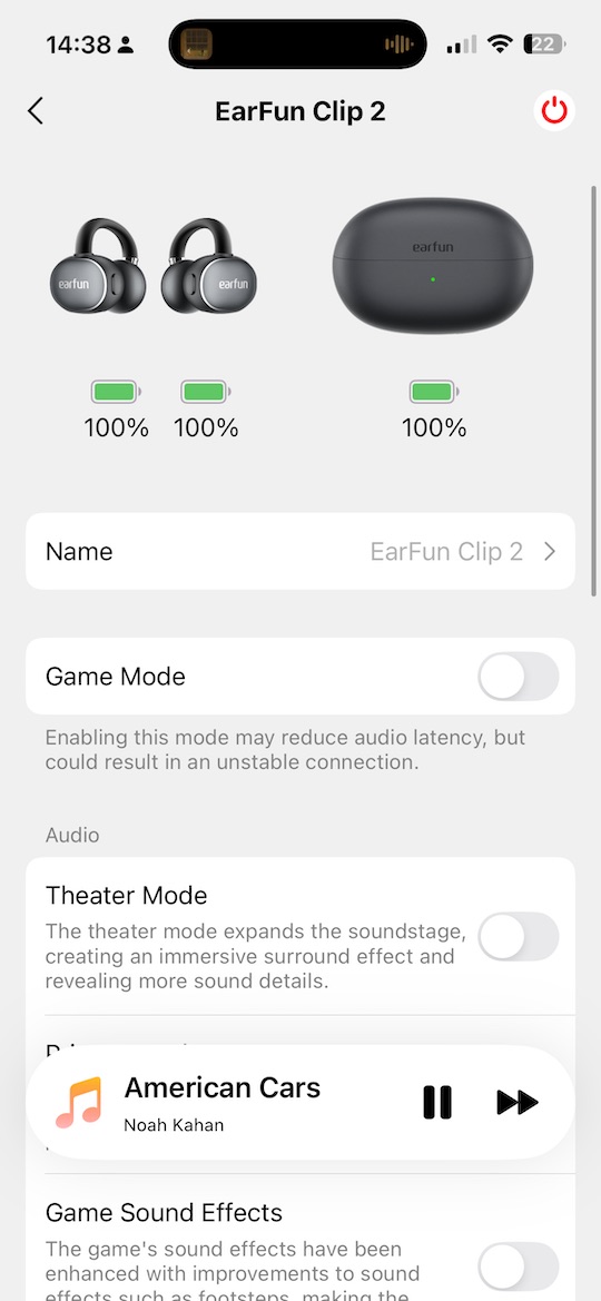 app home screen with battery level