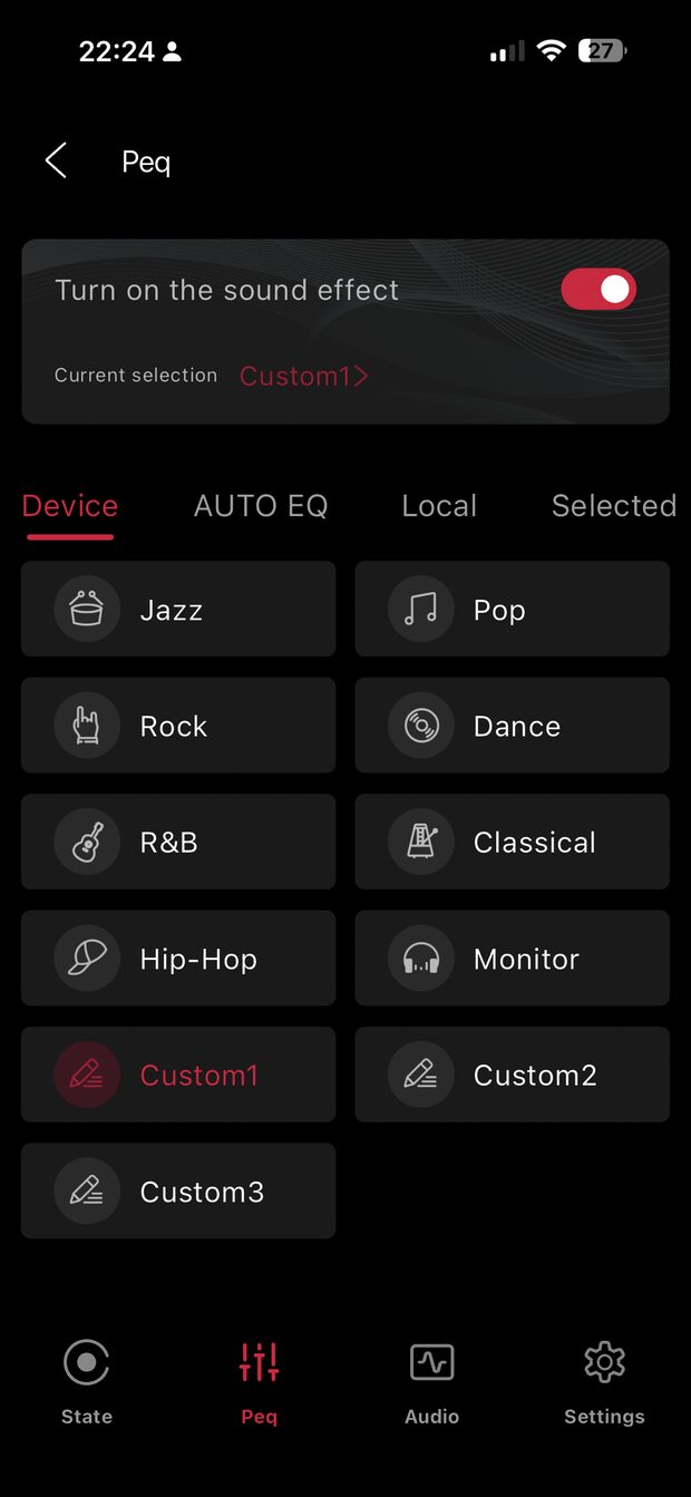 fiio control peq device preset selection