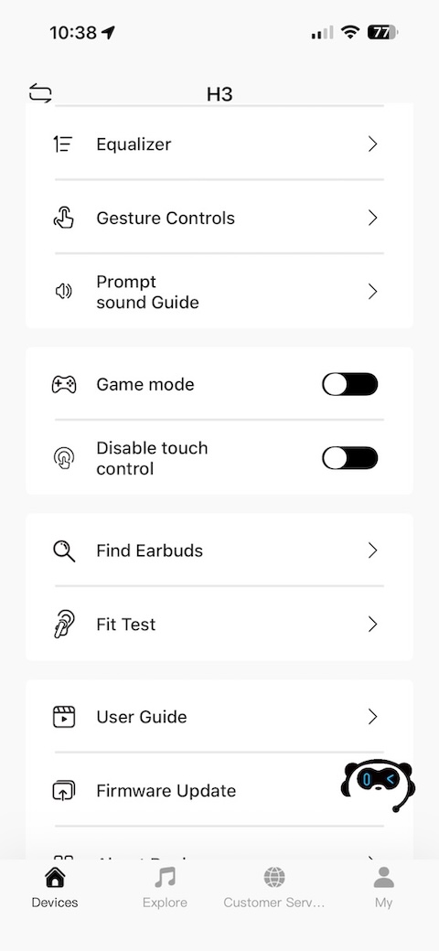additional settings menu
