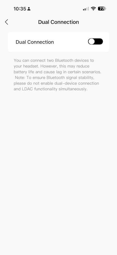 app showing dual-device connection management