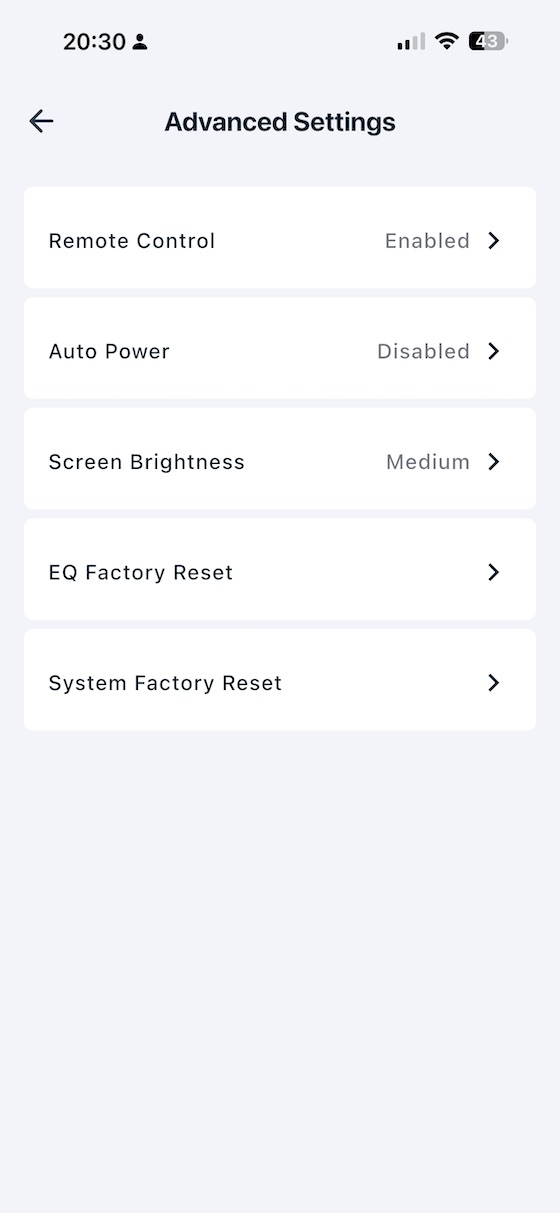 app advanced settings
