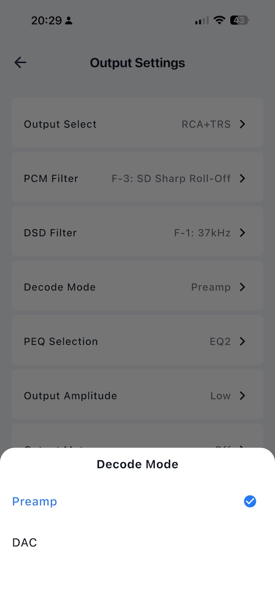 app decode mode screen