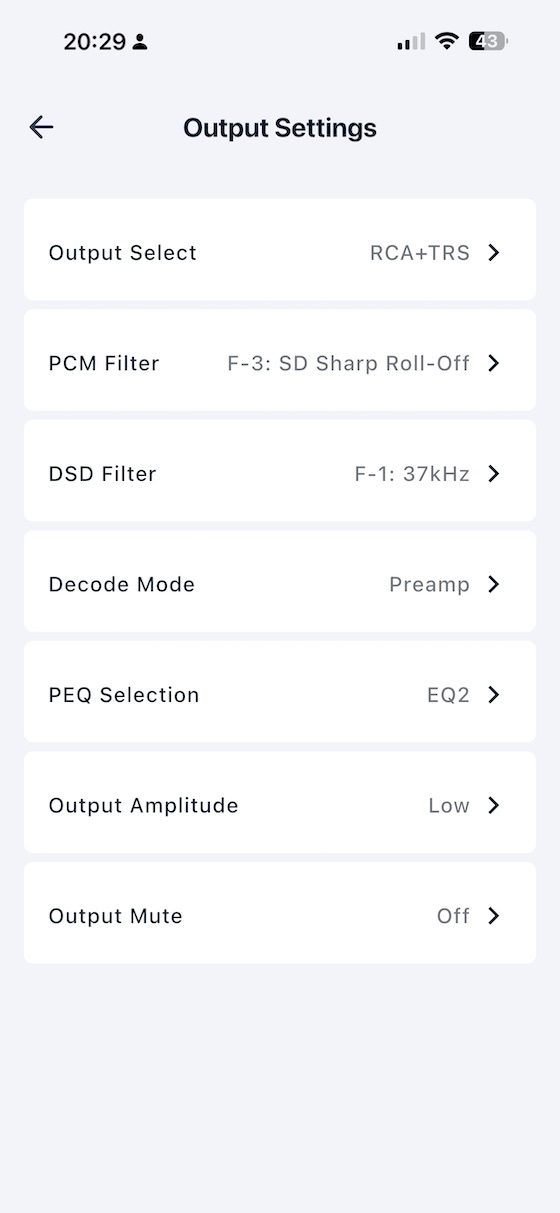 app output settings