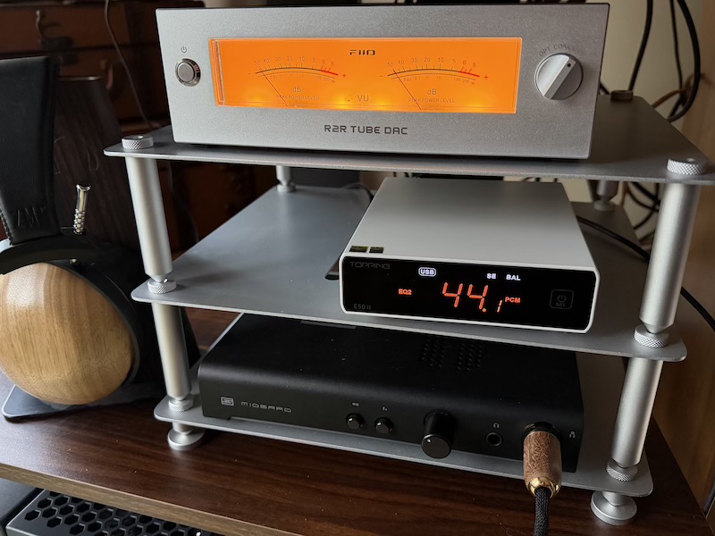 E50 II paired with the Schiit Midgard amplifier