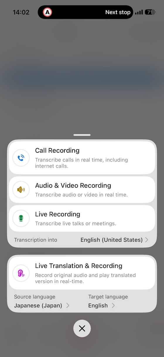 live recording mode — useful for capturing thoughts on reviews while out and about